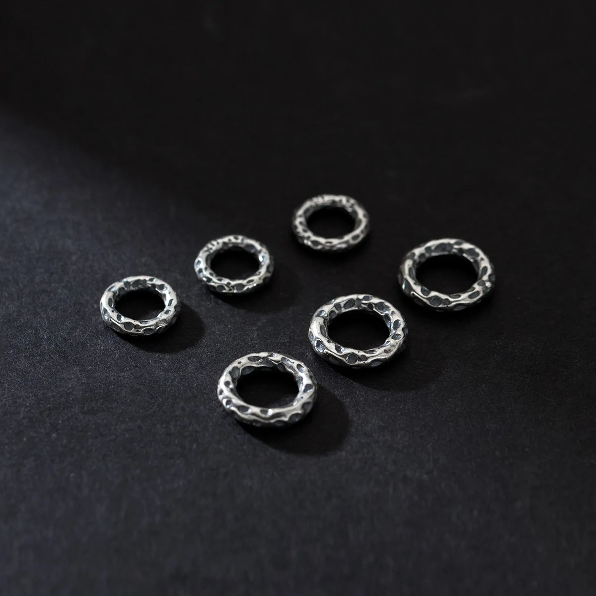 1pc/lot 925 Sterling Silver Fashion Uneven Surface Circle Loose Beads 8mm 10mm Round Connector Spacer Charms DIY Jewelry Making