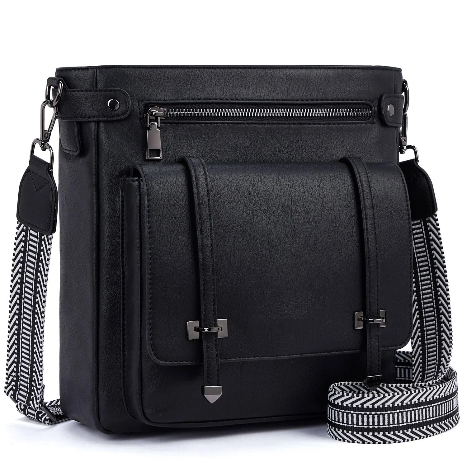 Women's Large Capacity Crossbody Bag, Single Shoulder Crossbody Bag, Messenger Bag, Multi-Pocket Travel Bag, Bohemian Style Shoulder Strap - Faux Leather view 2