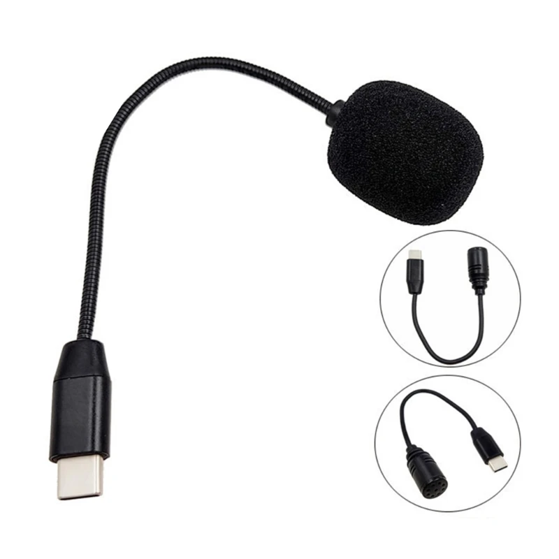 USB C Computer Microphone for Type C Phone/Tablet/PC Video Recording Microphone With Flexible Neck Recording for Vlog