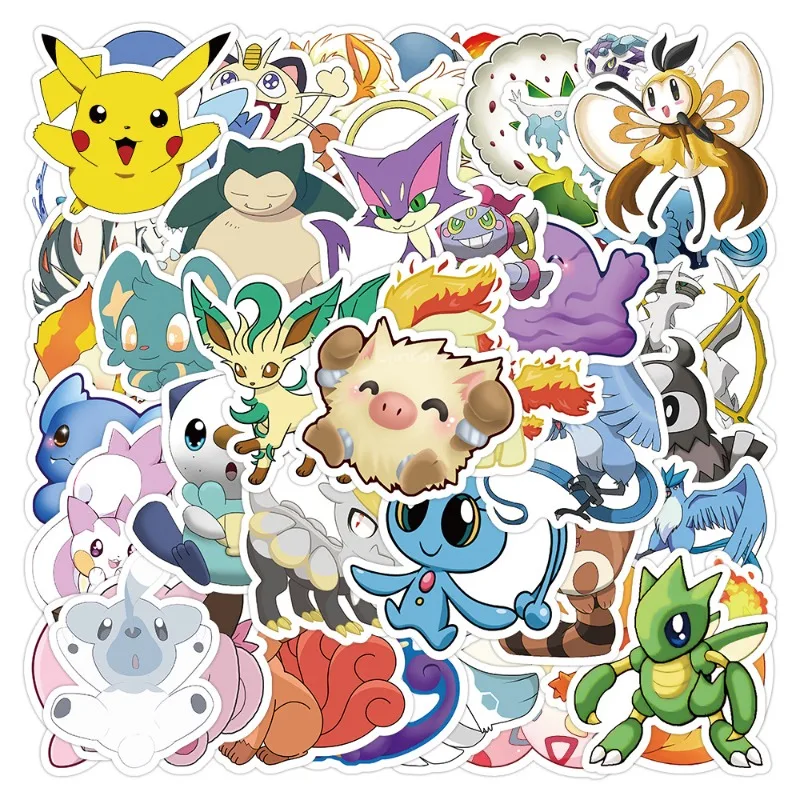 50/60/100PCS Pokemon Stickers Deco Kawaii Kids Aesthetic Cute Sketchbook Anime Children Laptop Sticker Pack Phone Classic Toys