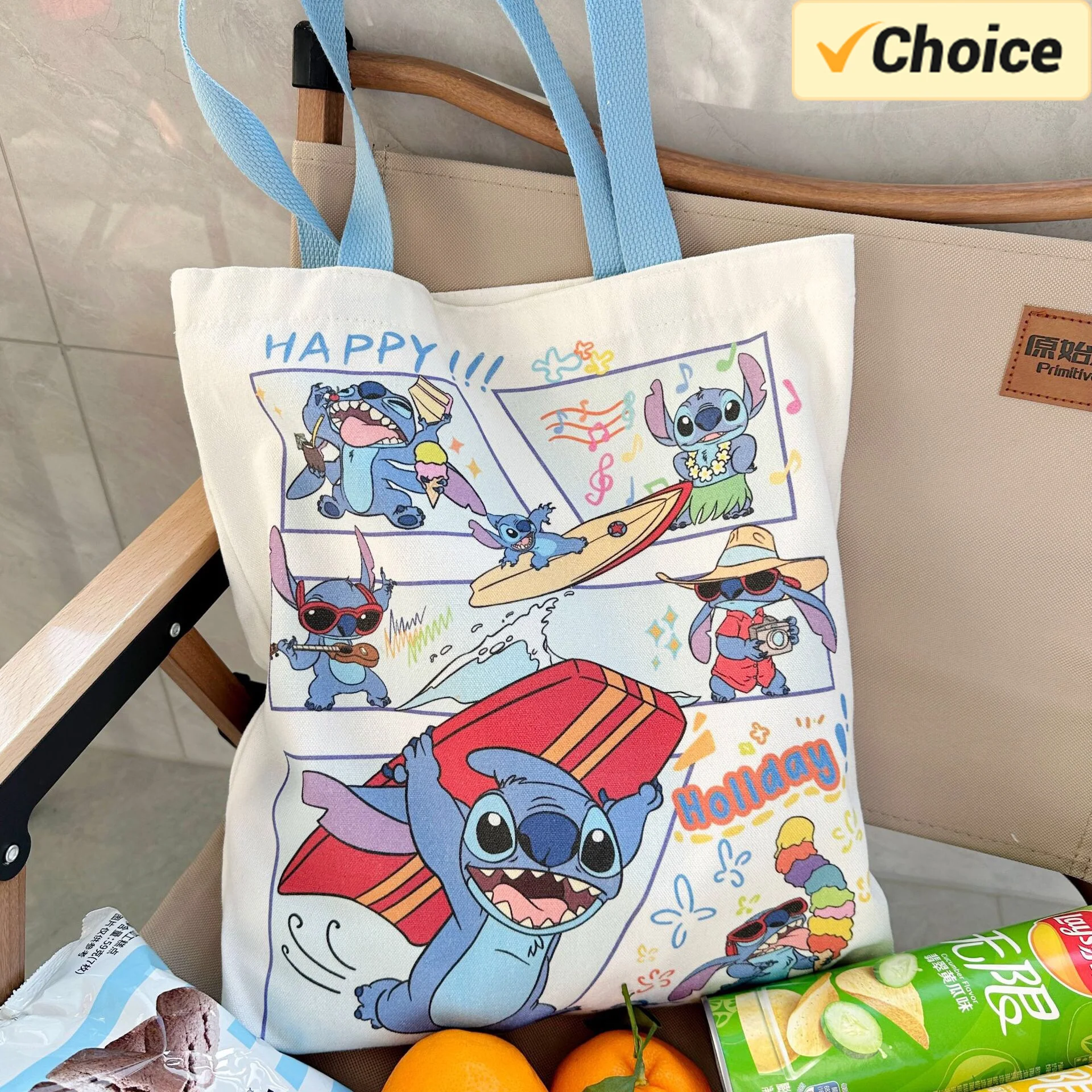 Disney Stitch torebka Cute Cartoon Angel dobrze wyglądająca płócienna torba studencka o dużej pojemności torba na ramię torba na zakupy prezenty dla