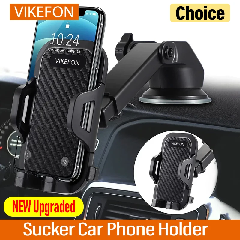 VIKEFON Sucker Car Phone Holder Stand Mount Suction Cup Smartphone Mobile Cell Support in Car Bracket For iPhone Xiaomi Samsung