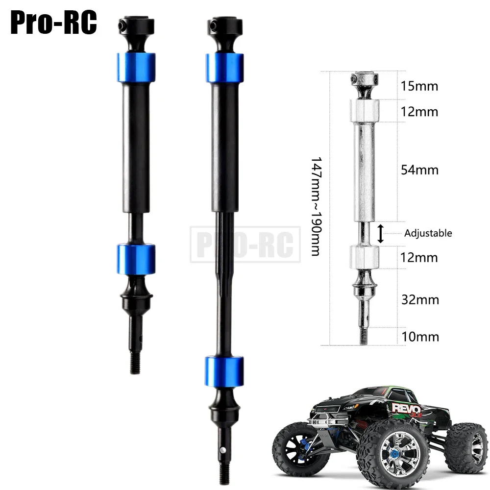 2Pcs #5451X Hard Steel Splined CVD Swing Driveshaft Axles for Rc Car 1/10 Traxxas E-Revo Summit Revo 3.3 T-MAXX E-MAX