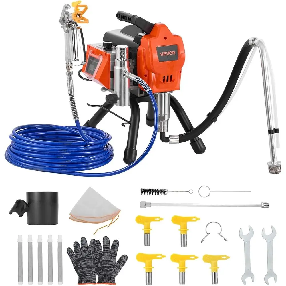 

Электрический распылитель AirlPaint, 1500 Вт, 3300 PSI, высоконапорный, с щеткой для чистки, шлангом, удлинительной штангой, насадками