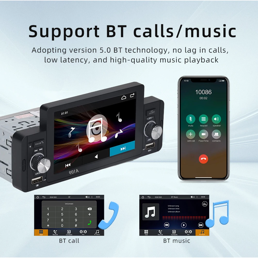 

Автомагнитола с сенсорным экраном, поддержкой CarPlay и Android Auto, Bluetooth, функцией громкой связи и FM-радио