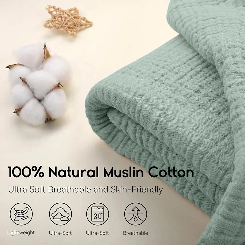 Cotton Gauze Throw Blanket for Sofa Breathable Lightweight Japan Style Quality Throws for Couch Bed Sheets Summer Blankets Khaki