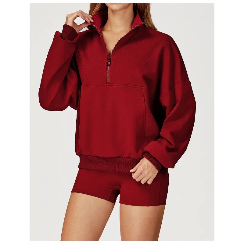 

Autumn and Winter Casual Hoodie Zipper Windproof and Warm Versatile Loose Hoodie Women's Outdoor Running Sportswear