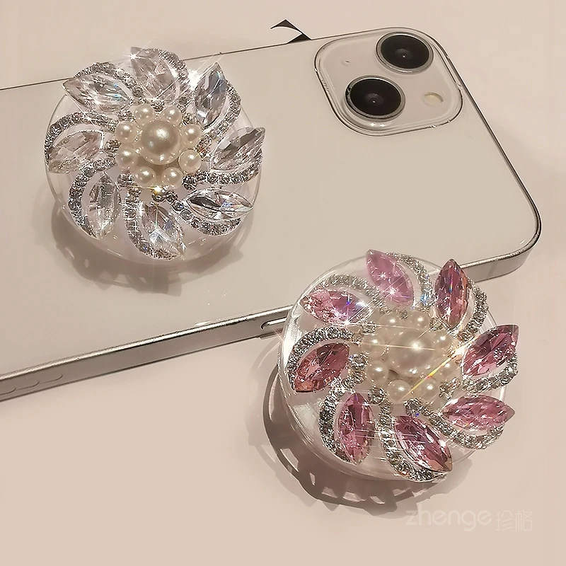 

Mobile Phone Retractable Stand Crystal Gyro Petal Shell Adjustment Ring Buckle Support Frame Back Stick Flash Diamond Bracket