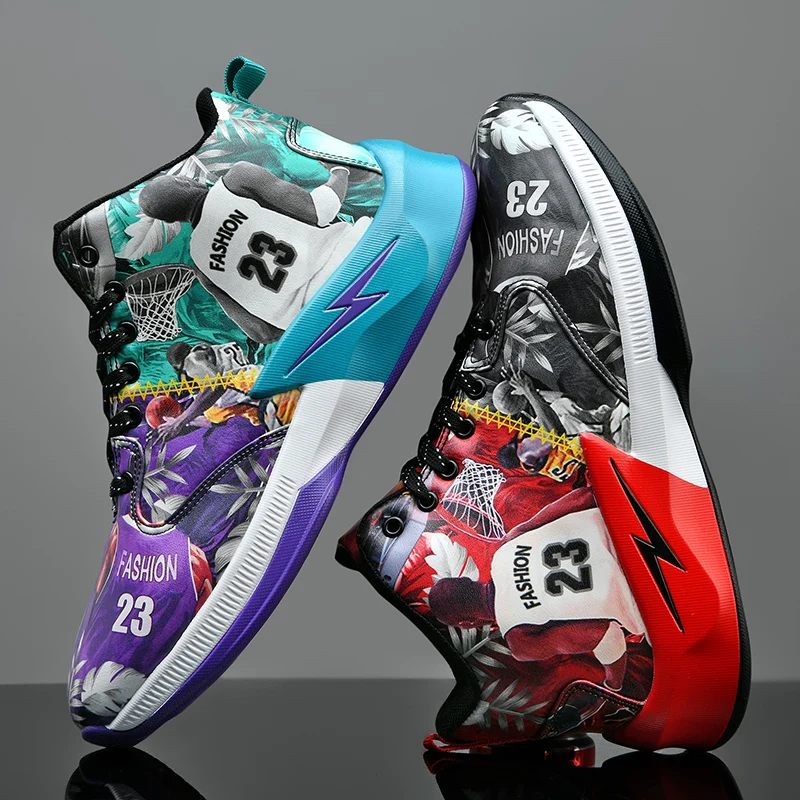 New Basketball Shoes Couple Mandarin Duck Color Scheme Sneakers Youth Fashion Trend Street Basketball Boots