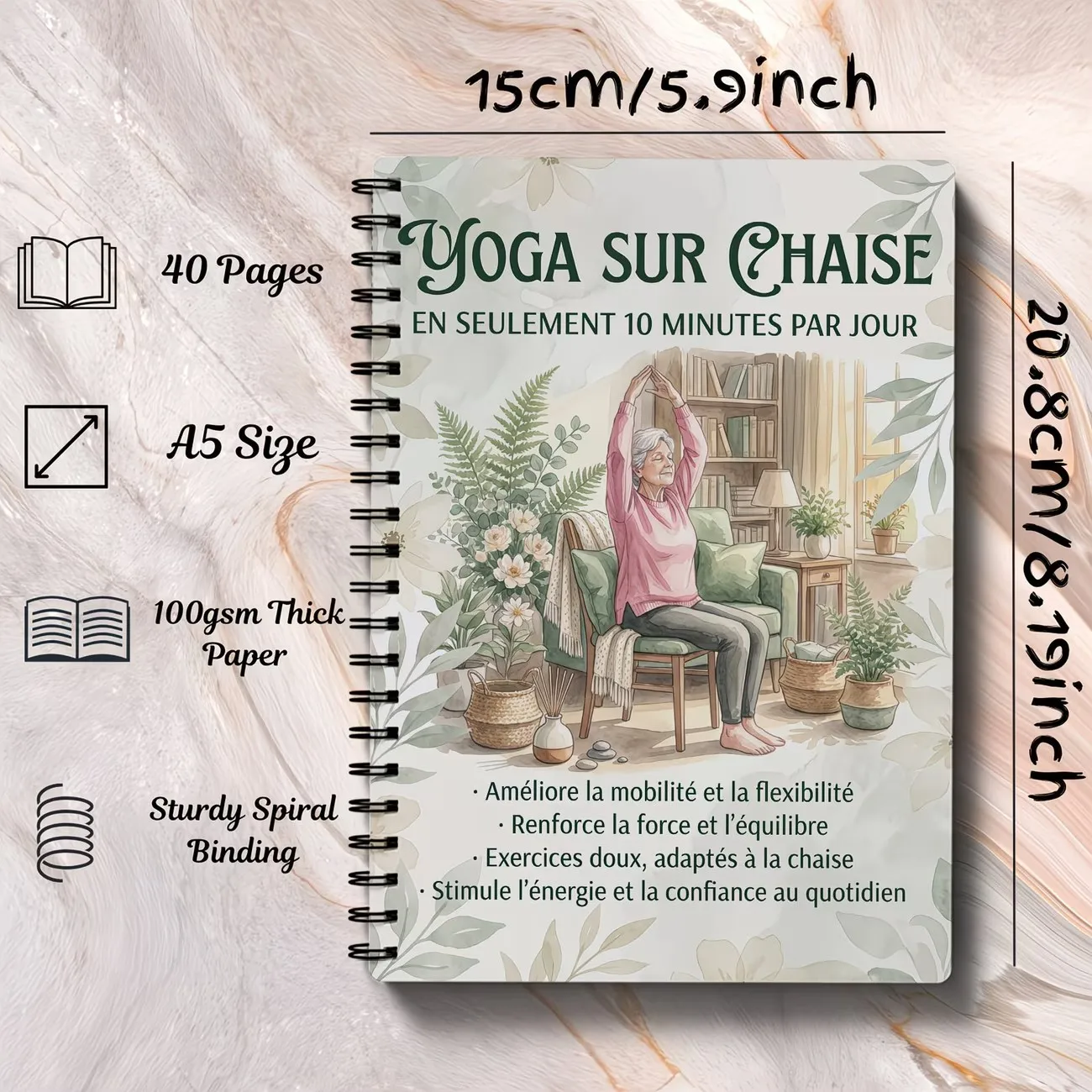 French version 28 day plan to enhanced strength and independence chair yoga exercises an illustrated step-by-step guide book