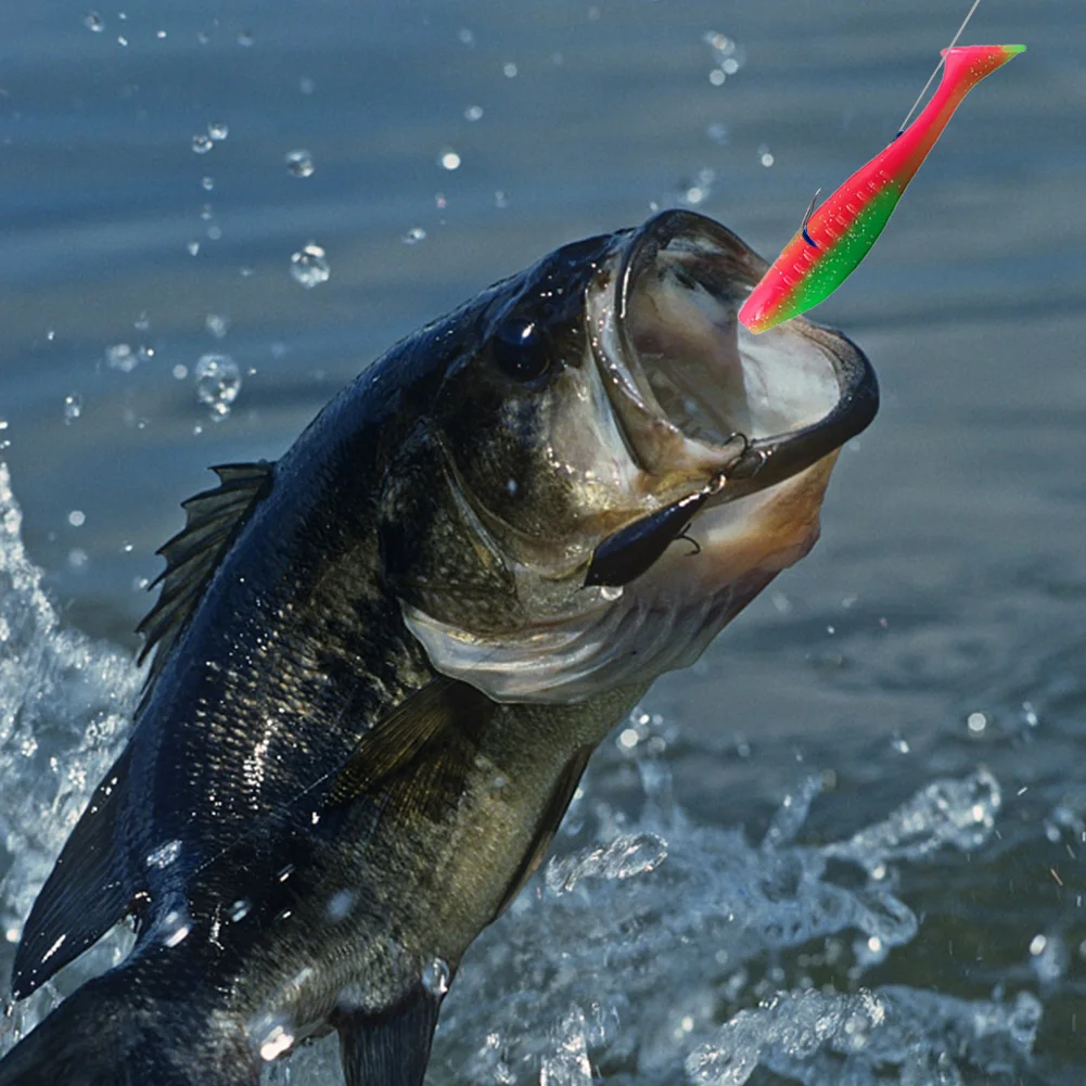 5 Stück Angelköder 10 cm 9 g T-Schwanz-Weichköder Wobbler Künstliche Köder Weiche Köder für Hechtbarschköder