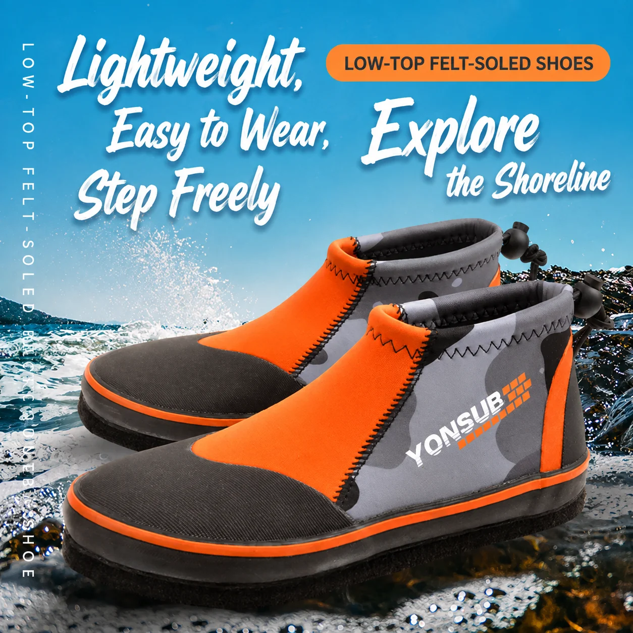 Unisex Lightweight Anti-Slip Water Shoes, Quick-Dry Amphibious Outdoor Aqua Socks for Swim, Beach, River Hiking with Felt Sole