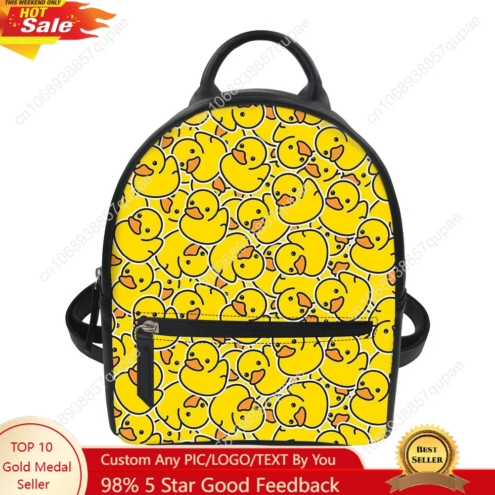 

Hot Cartoon Cute Yellow Duck Custom Backpack Purse Women Carter Schoolbags Double Shoulder Bag Mini Daypack Leather Travel Bag