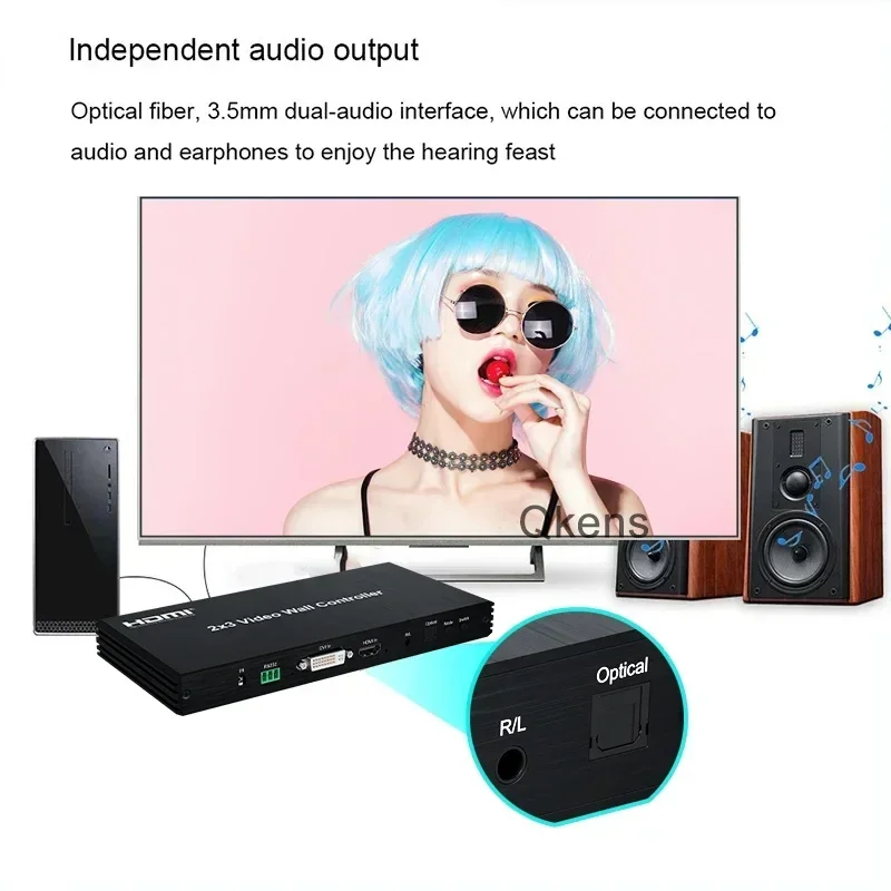 DVI HDMI Video Wall Controller 2X3 1X2 1X4 1X3 2X1 2X2 3x2 Multi Screen Splicing Processor TV Splicer R/L Audio Plug and Play
