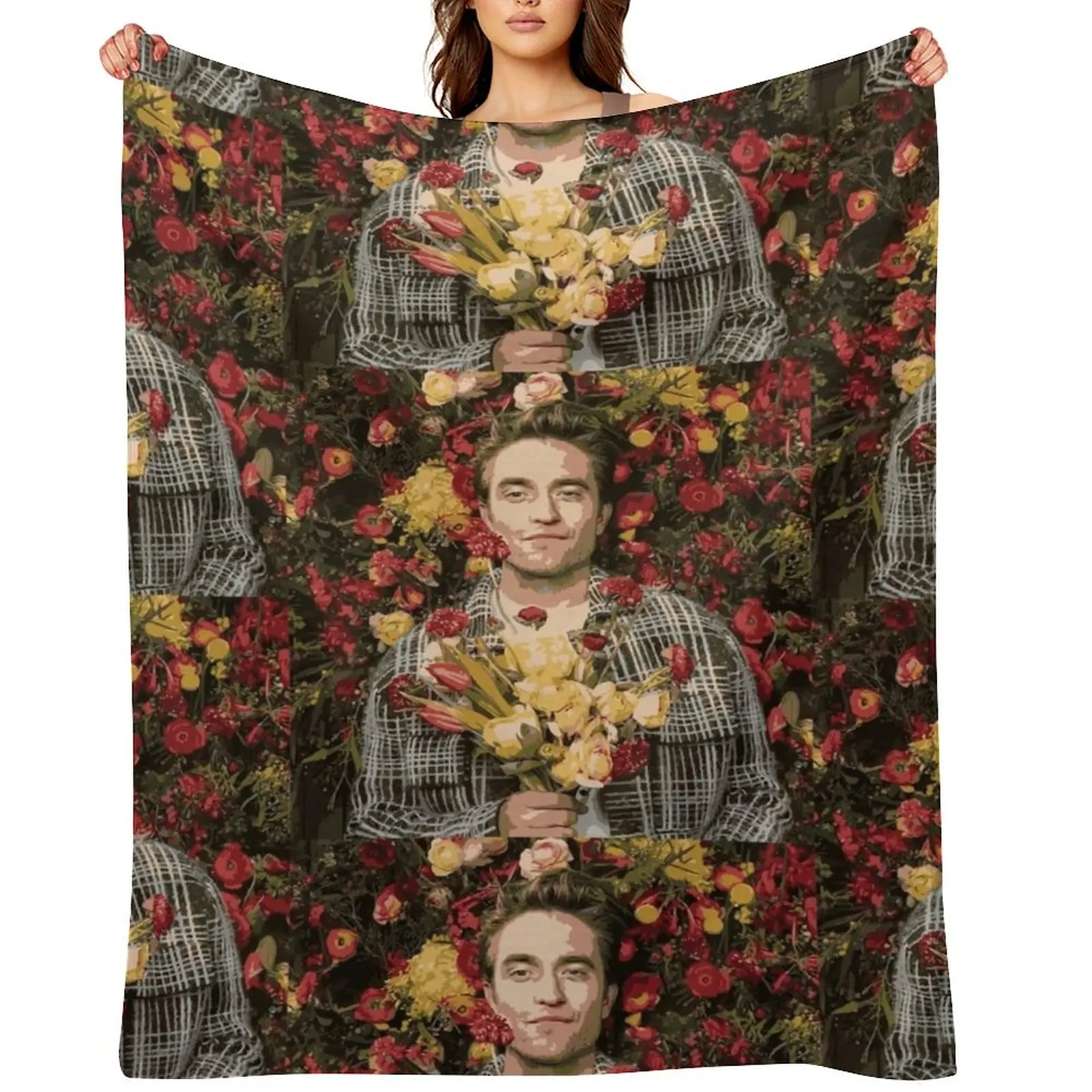 

Robert Pattinson & Flowers Throw Blanket Soft Big Luxury Designer Shaggy for sofa Blankets