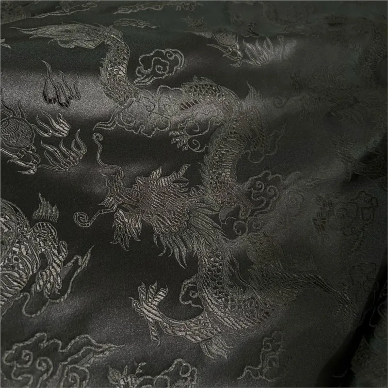 Black Dark Fringe Dragon Atmosphere Brocade Cloth Costume Han Decorative Trim Clothes Clothing Fabric