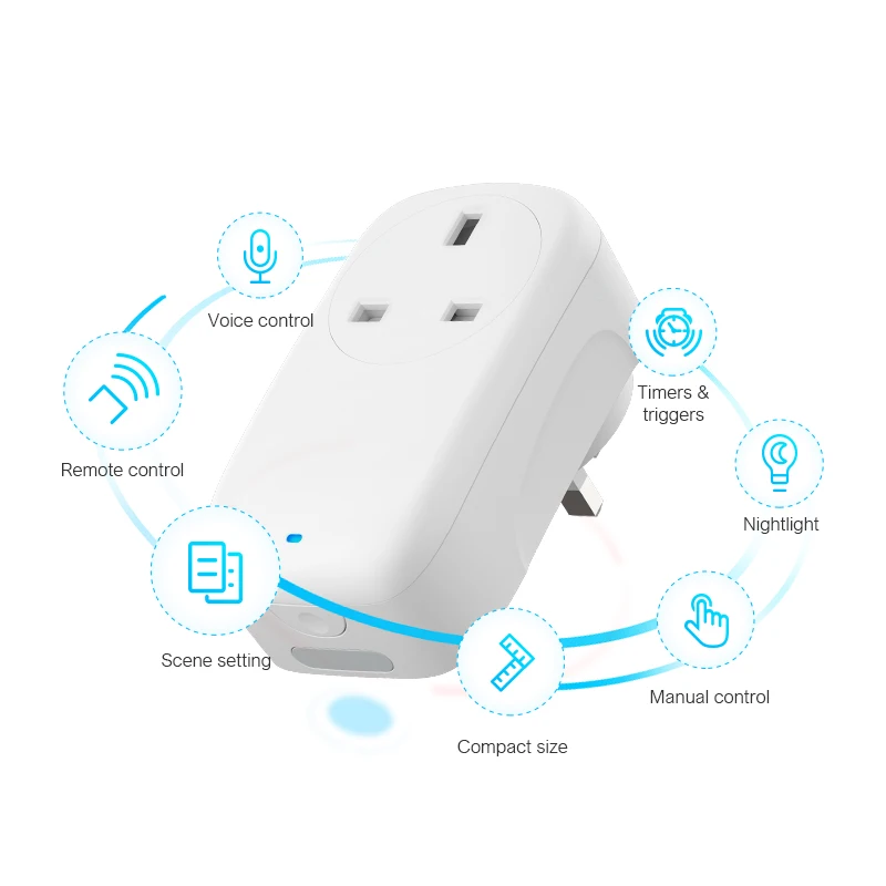 Broadlink SP4L UK Smart Wi-Fi Plug, 13A Timer Outlet with Dimmable Night Light, Works with Alexa, Google Assistant, IFTTT