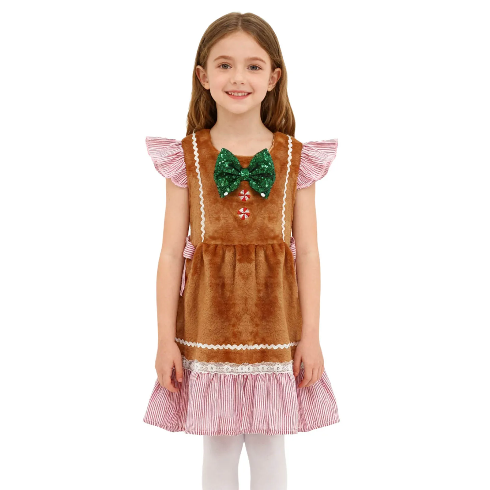 Kleinkind Kinder Mädchen Weihnachten Lebkuchenmann Kleider Weihnachten Trikot Kleid Perfekt für Neujahr Festzug und Show Fancy Themed Party