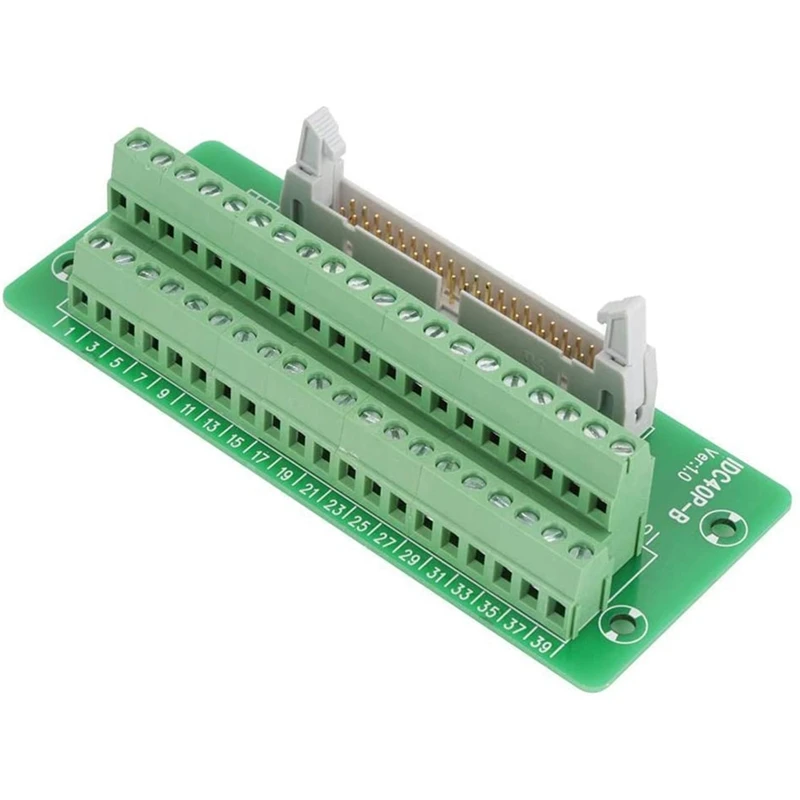 IDC40P 40Pin Connector Strip Breakout Board Terminal Block Plug PLC Interface With Bracket, For PLC, DIN Rail Mount