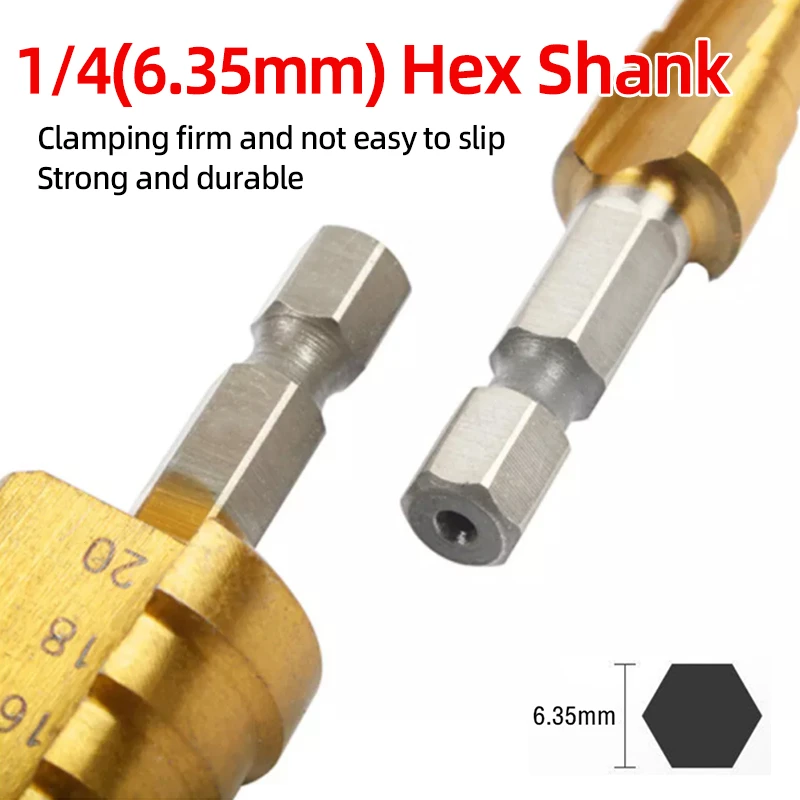 HSS التيتانيوم خطوة مثقاب الخشب M35 الكوبالت عرافة عرقوب دوامة مستقيم الأخدود ثقب معدني القاطع مخروطي المرحلة الحفر مخروط أدوات كهربائية #6