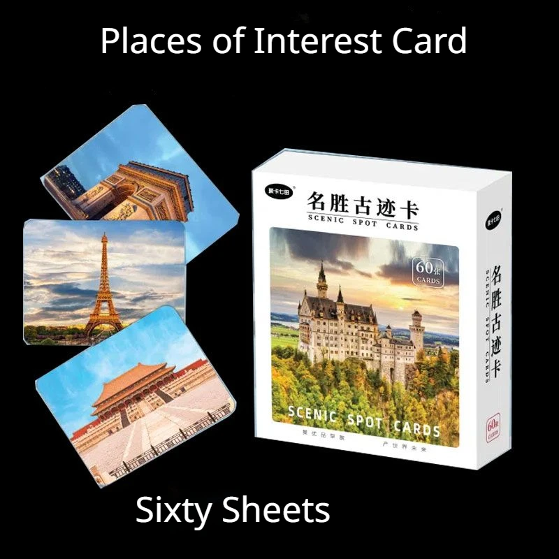 

60 Early Education Cards of World Famous Buildings, Encyclopedia Knowledge, Scenic Spots and Historic Sites，Children's Card Book