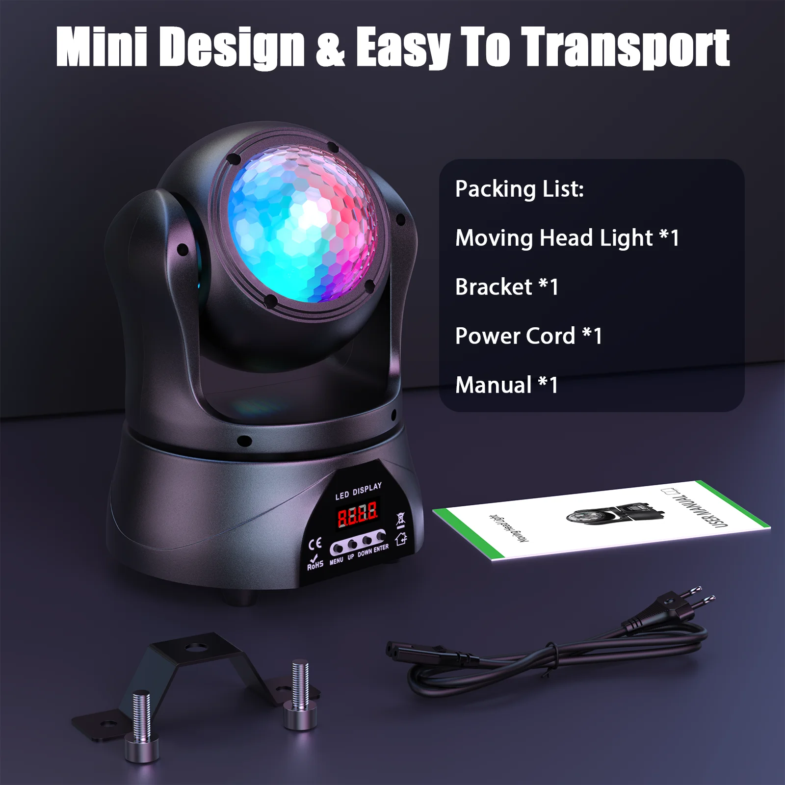 DayFlicker 30W Double-sided RGBW 4 in 1 Lamp Beads Mini Moving Head Light DMX512 Voice Control 15 CH For DJ KTV Party Banquet