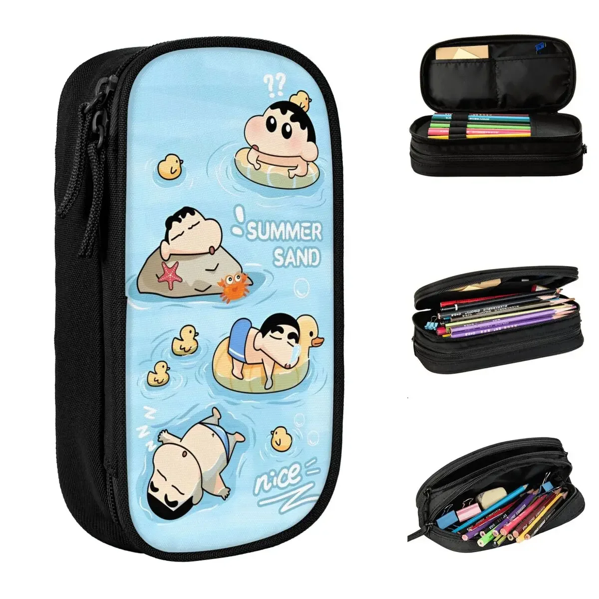 

Crayon Shin-chan Swimming Nice Pencil Cases Japan Anime Pencil Box Pen Holder Large Storage Bags School Supplies Gift Stationery