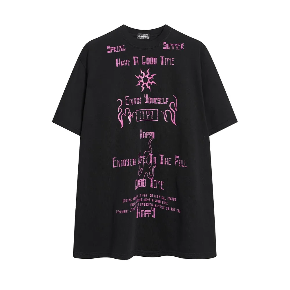 

Distressed Full Letters Graphic Women's Oversized T-shirt Academia Loose Grunge Goth T Shirts Summer Tops Tees for Women Men
