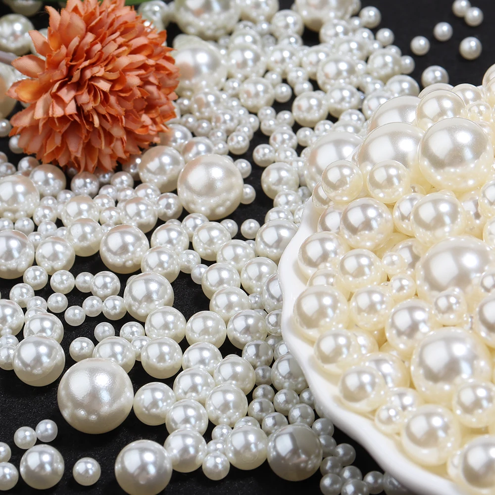 10-1000pcs White ABS Imitation Pearls Without Hole Multi-size Loose Pearl Beads for Jewelry DIY Bracelet Necklace Accessories