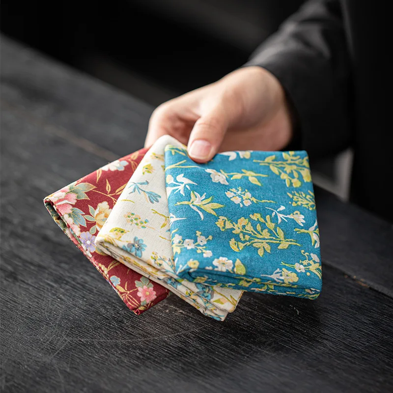 

LMM square towel Japanese clean square small fresh cotton yarn handkerchief Kung Fu tea set coaster