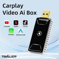 USB Ai Box Original Car Wired To Wireless Carplay Android Auto Video Box Plug Play 2 IN 1 Built-In Youtube, Tiktok, Netflix, Etc