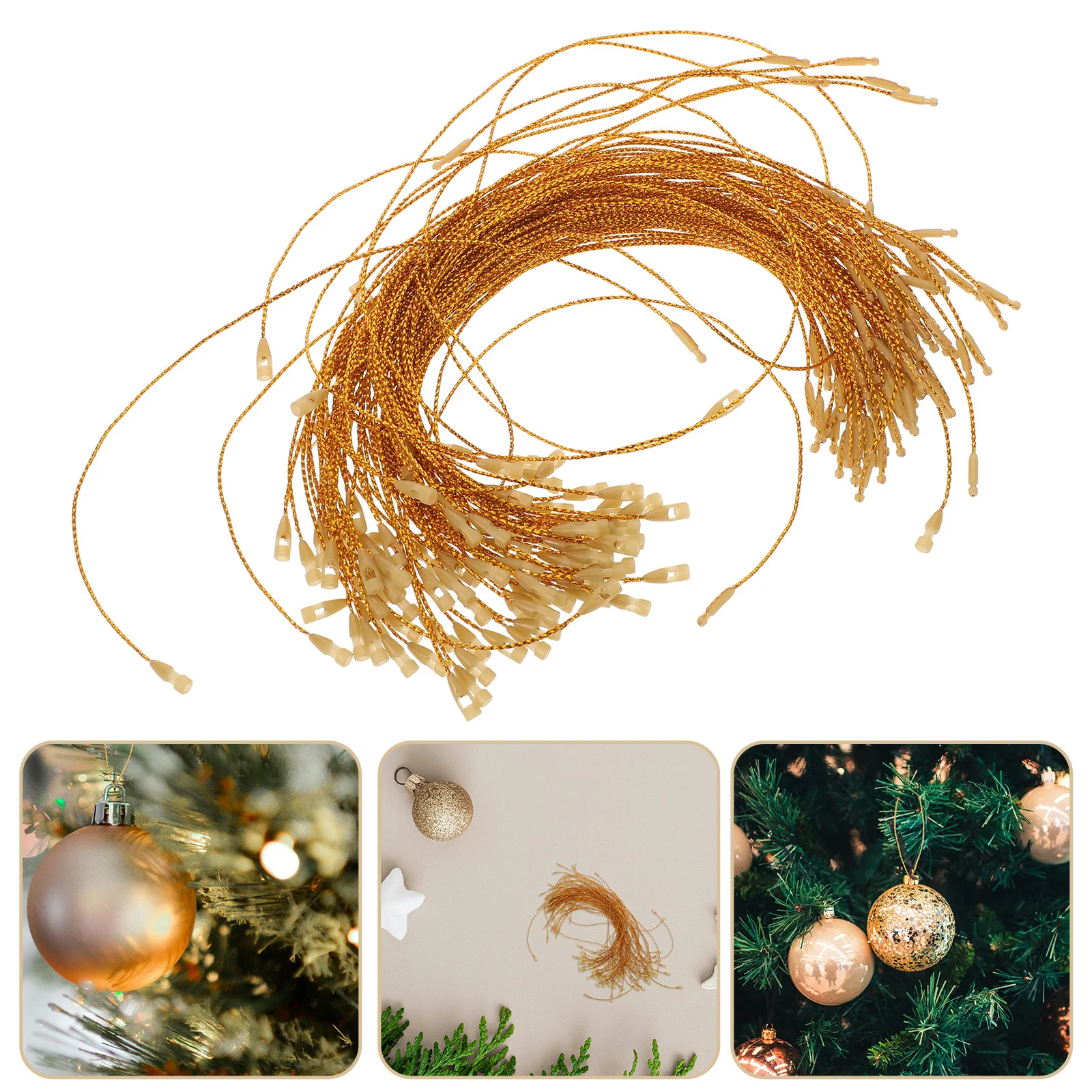 

1000Pcs Christmas Ornament Hangers String Precut Snap Fasteners Locking Rope Clips Tree Decoration Hooks Holiday Use