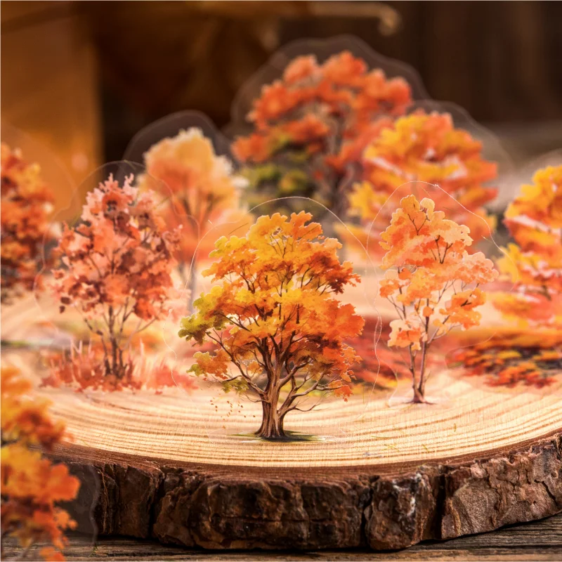 Card Lover 40 Pcs [Tree Nature Series] Light Retro Green Plant Hand Tent DIY PET Sticker Paper Scrapbooking Material Kit