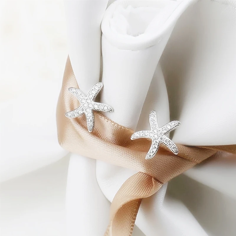 Exquisite Starfish Cute Mini Sweet Fresh Literature 925 Sterling Silver Female Stud Earrings EA523