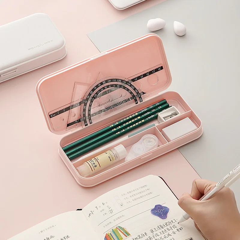 Kawaii Macaron Style Pencil Cases High Capacity Pen Boxs Simple  Cute Stationery Storage School Office Supplies for Kids Gift