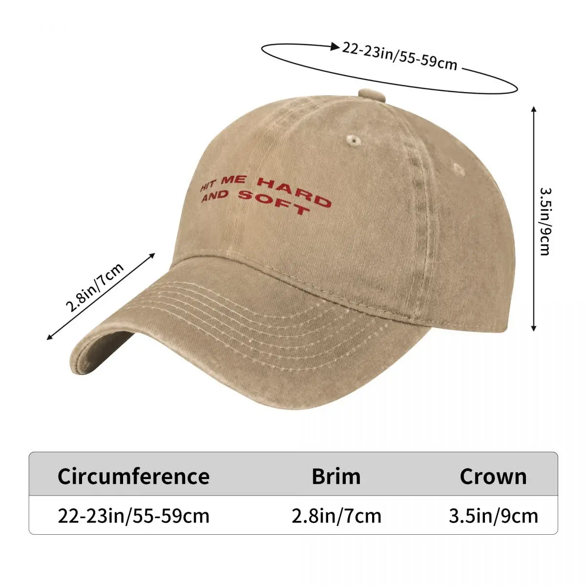 HIT ME HARD AND SOFT TEXT Baseball Cap y2k Funny Men Women Trucker Dad Hat Sunscreen Kpop Rock Baseball Caps Gift