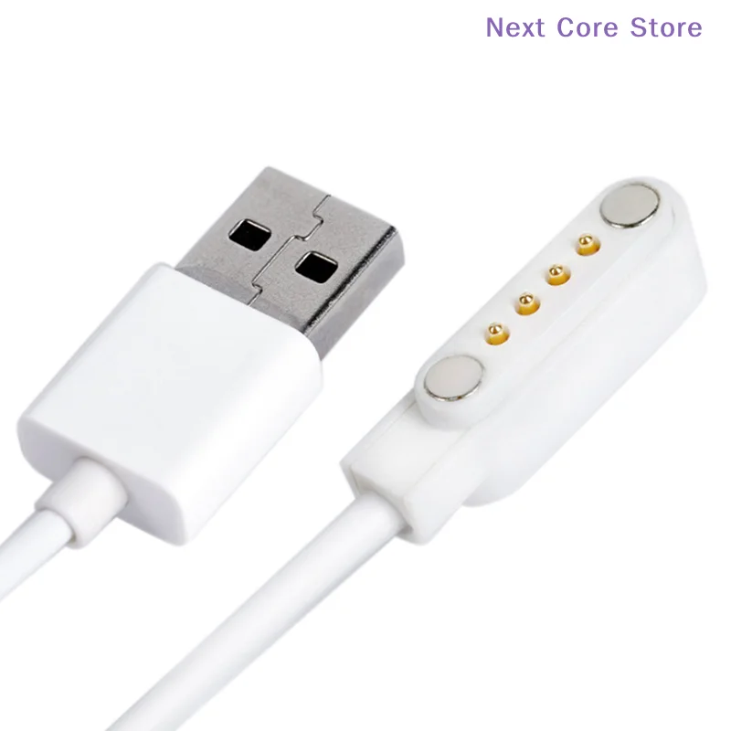 1Pc White 4 Pin USB 2.0 Charging Cable Magnetic Charger Cord Power For Smart Watch KW88