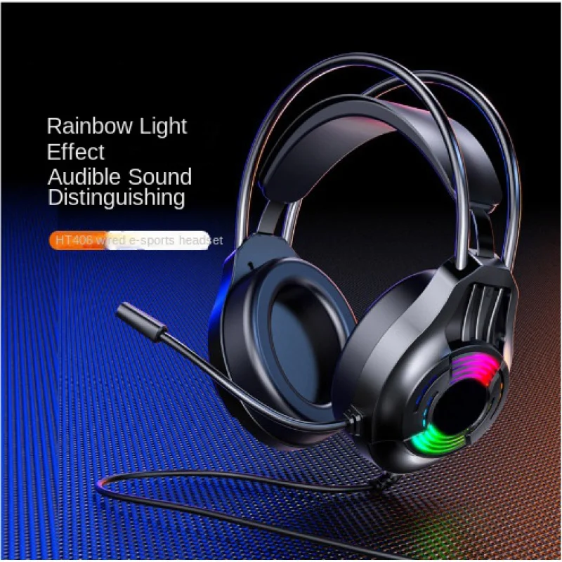 

HT406Wired headphonesUSBWith Microphone Luminous Desktop Computers and Laptop Office Games