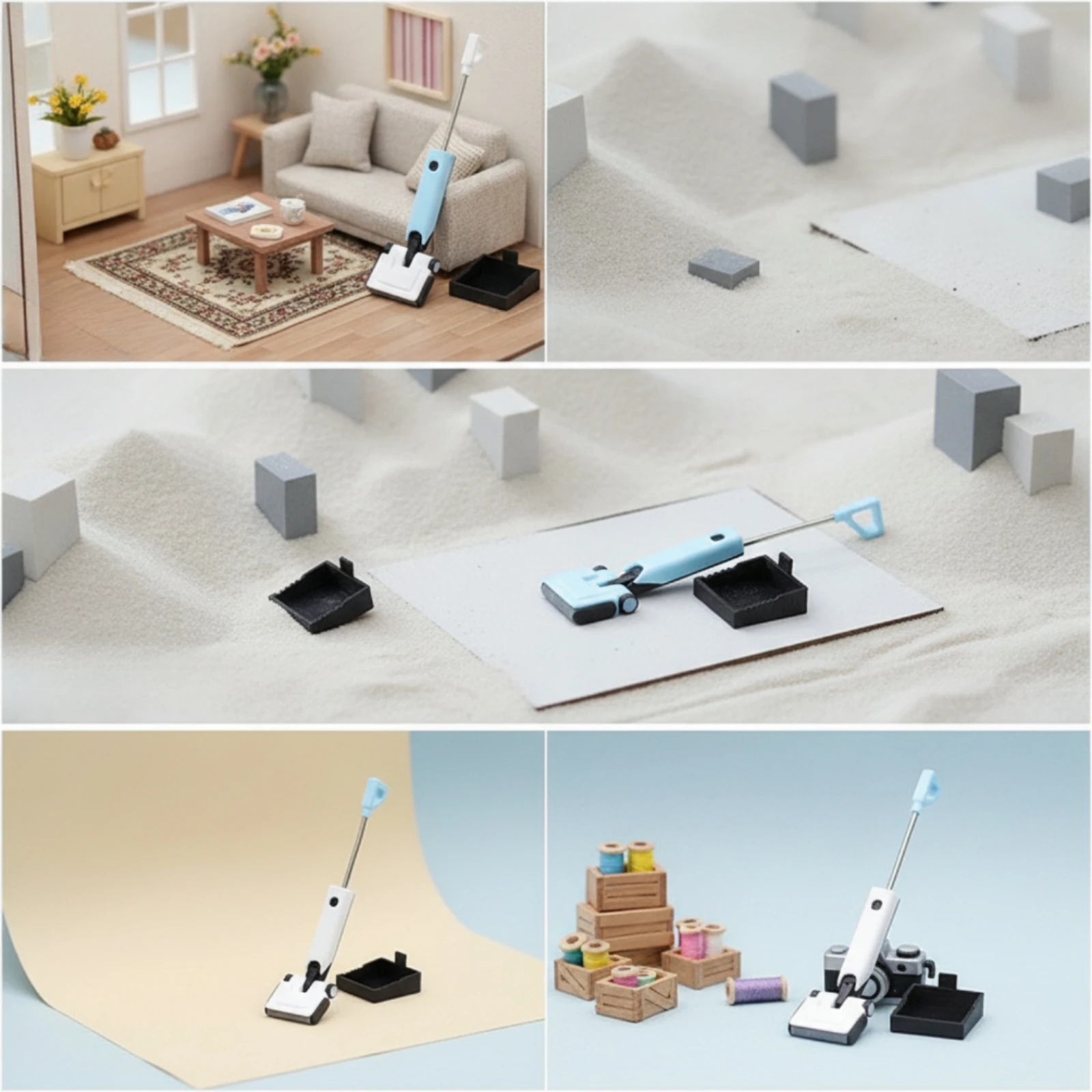 Miniature Cleaning Machine with Base Tray Detailed Miniature Floor Cleaner Dollhouse Appliance Mini for Hobbyists, Diorama