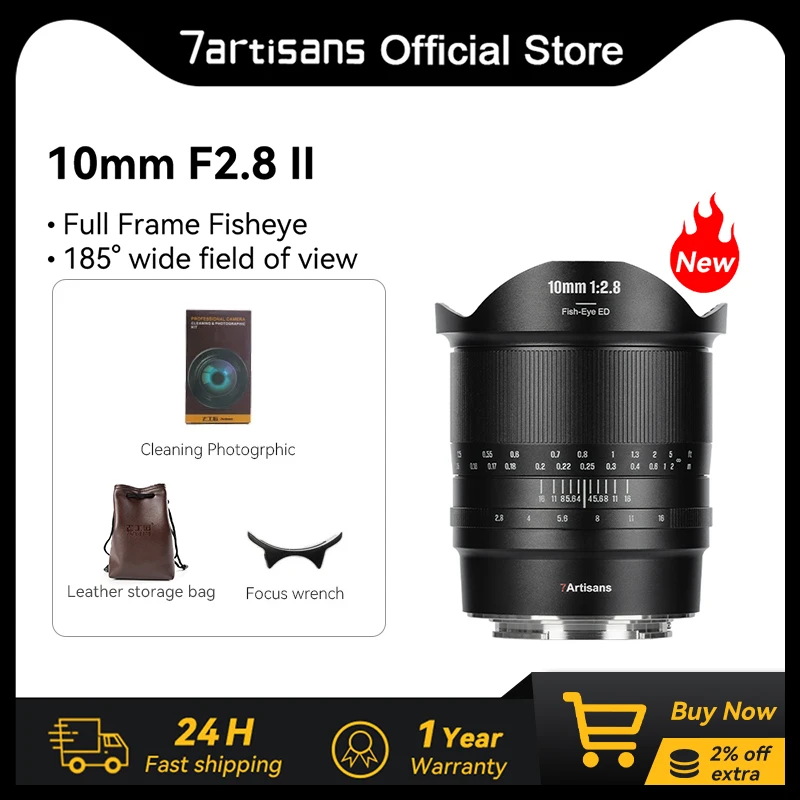 7artisans 10mm F2.8 II Full Frame Fisheye Manual focus prime Lens for Sony E A7S A7R Nikon Z Z7II Leica TL Sigma FP Canon EOS R3