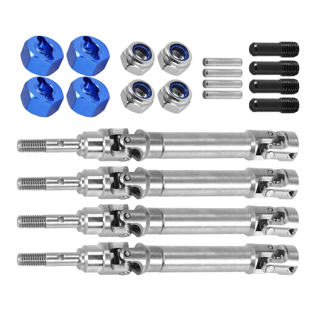 4Pcs Steel Front and Rear Drive Shaft CVD for 1/10 Slash Stampede Hoss VXL RC Car Upgrade Parts