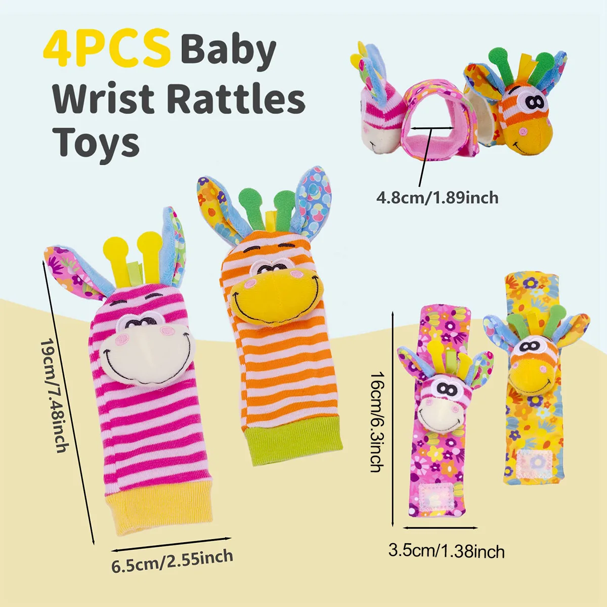 Foot Finders&Wristlet Rattles for Infants Toys Colourful Sensory Toys with Crinkle Paper for Newborn Baby 0-12 Months Gifts