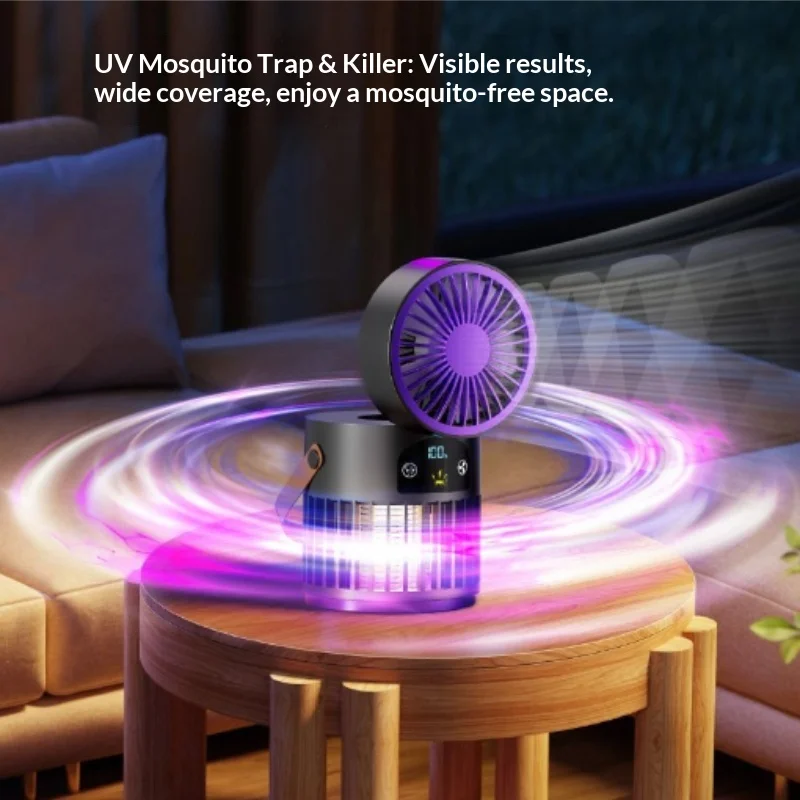 3-in-1 LED Electric Mosquito Killer Lamp Household Bug Zapper Physical Mosquitos Killing Insect Trap Lamp Mosquito Repellent Fan