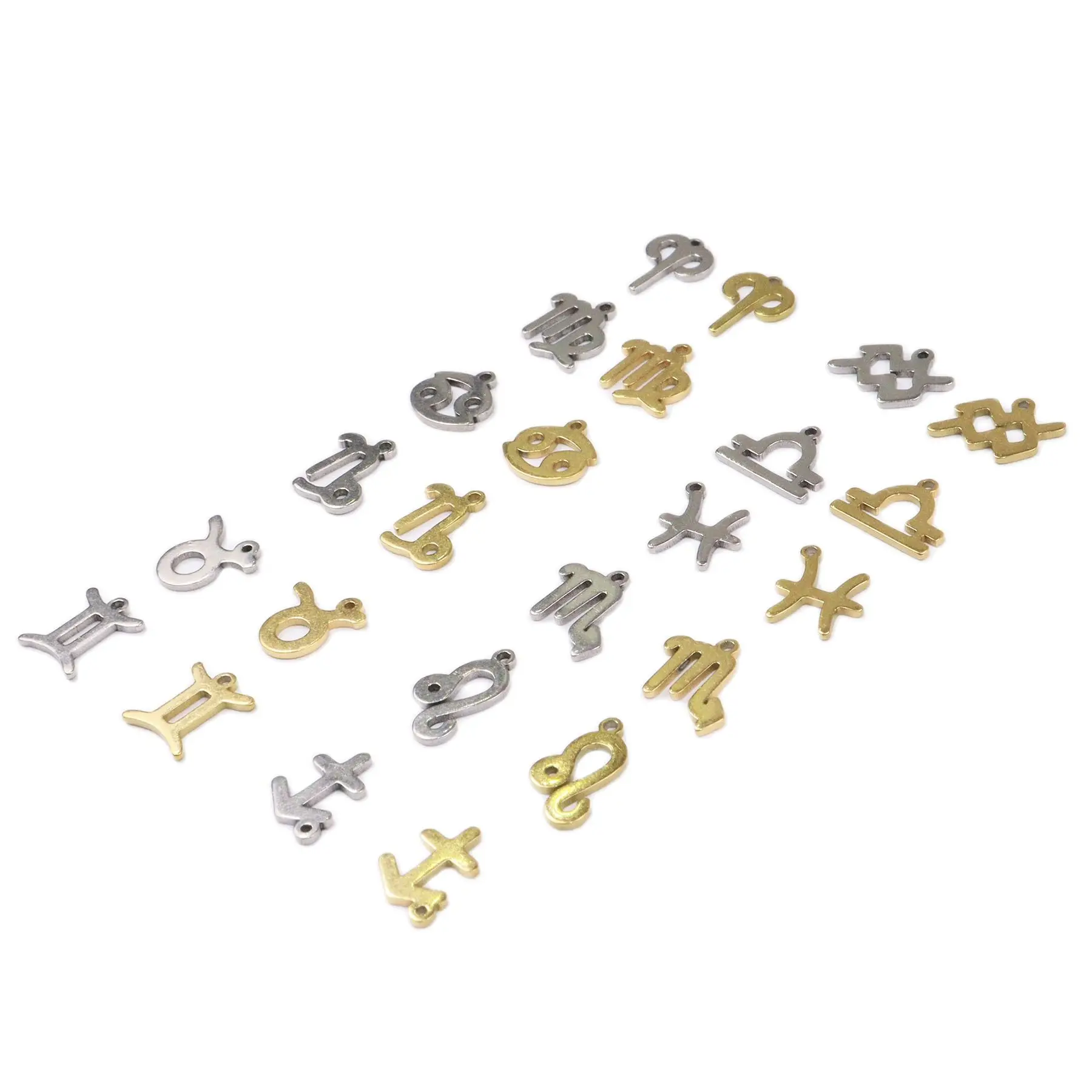 12pcs 8mm Wholesale Stainless Steel Tiny 12 Constellation Charms Pendant DIY Necklace Earrings Bracelets Unfading Colorless