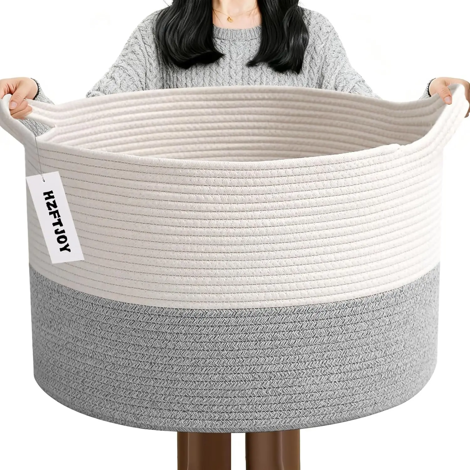 New Large Cotton Rope Basket, 83L Big Woven Storage, Blanket Organizers and Storage, Nursery Laundry Basket, Extra Large Toy Bin