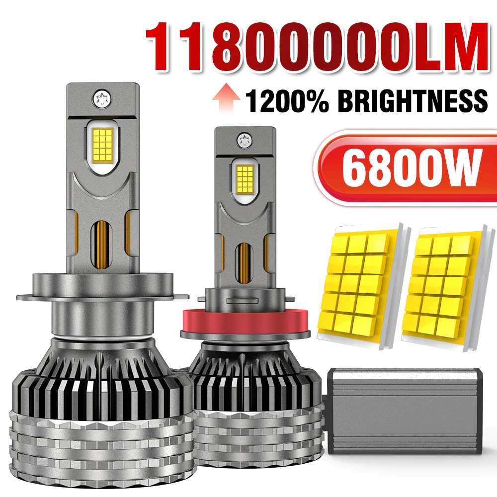 

H4 2PCS 11800000LM LED Headlights 6000K H11 LED CANBUS H17 H1 H3 9005 HB3 9006 HB4 9007 9008 9012 High Power Car Headlamp Buld