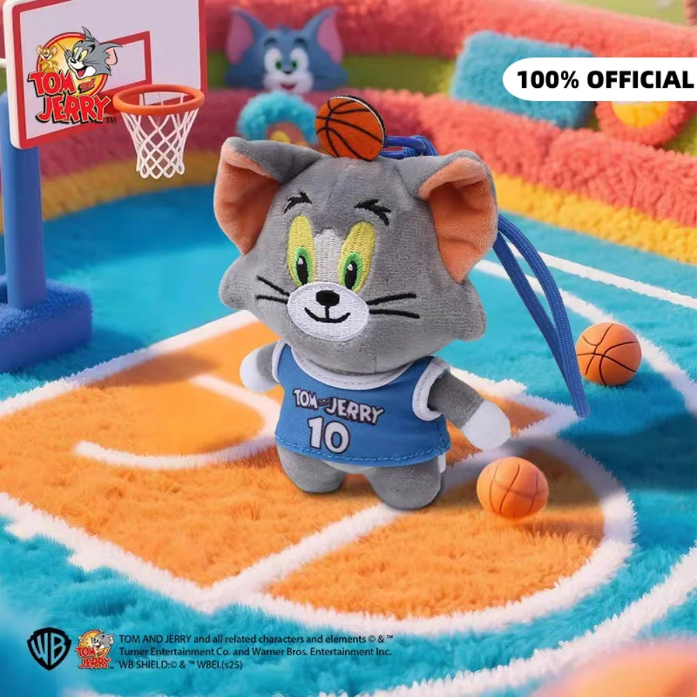 Anime genuino Tom y Jerry serie deportiva muñeco de peluche Kawaii dibujos animados baloncesto Tom surf Jerry mochila muñecas decorativas regalos