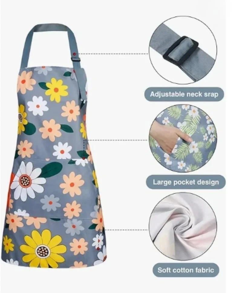 Adjustable Waterproof Kitchen Aprons for Fashion Lovely Cooking Coffee Baking Oil-Proof Anti-dirty Aprons Restaurant Supplies