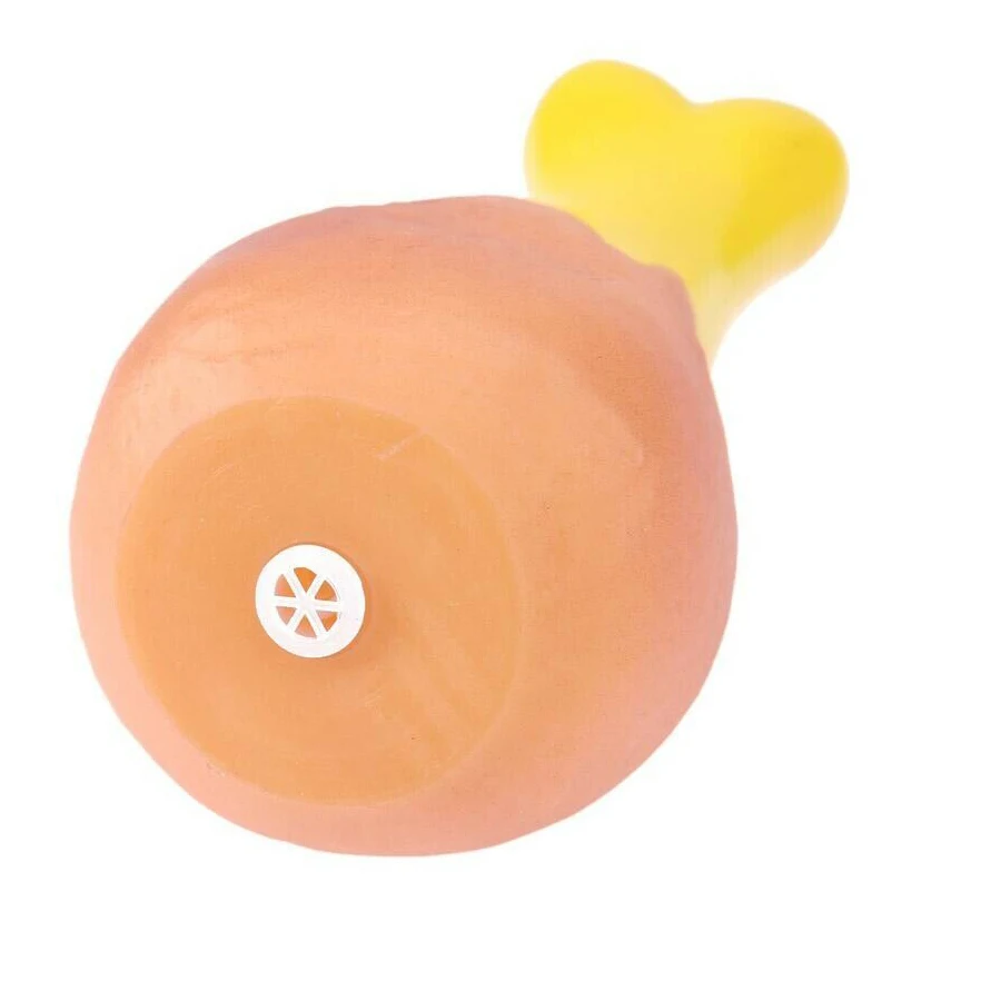 Robustes Kauspielzeug für Hunde aus Gummi in Form eines Hühnertrommelstöcks mit Quietscher für interaktives Welpenspiel – Detail 5