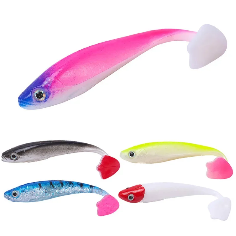 

5Pcs Soft Fishing Lure 95MM Silicone Bait Shad Worms Bass Pike Minnow High Quality Ice Fishing Lure Swimbait Rubber Fish Lure